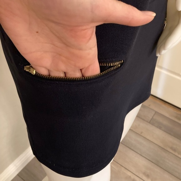 Vintage Sans Souci Navy Blue Mini Shift Sleeveless Dress Medium - Picture 9 of 13